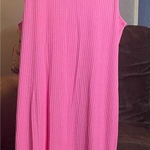 Pink Sleeveless Ribbed Dress